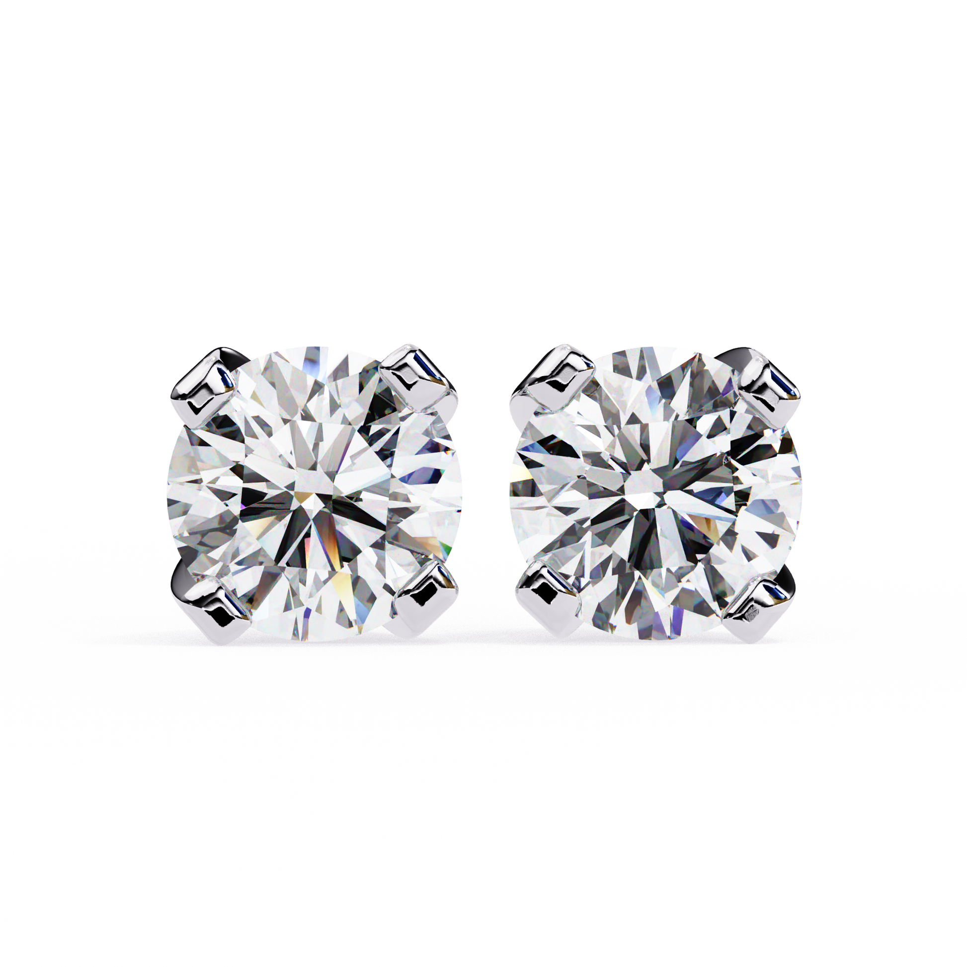 1.29 Ct Round Cut Lab Grown Diamond White Gold Stud Earring