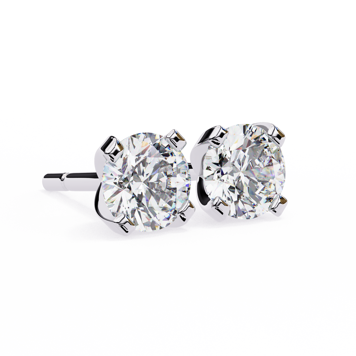 1.29 Ct Round Cut Lab Grown Diamond White Gold Stud Earring