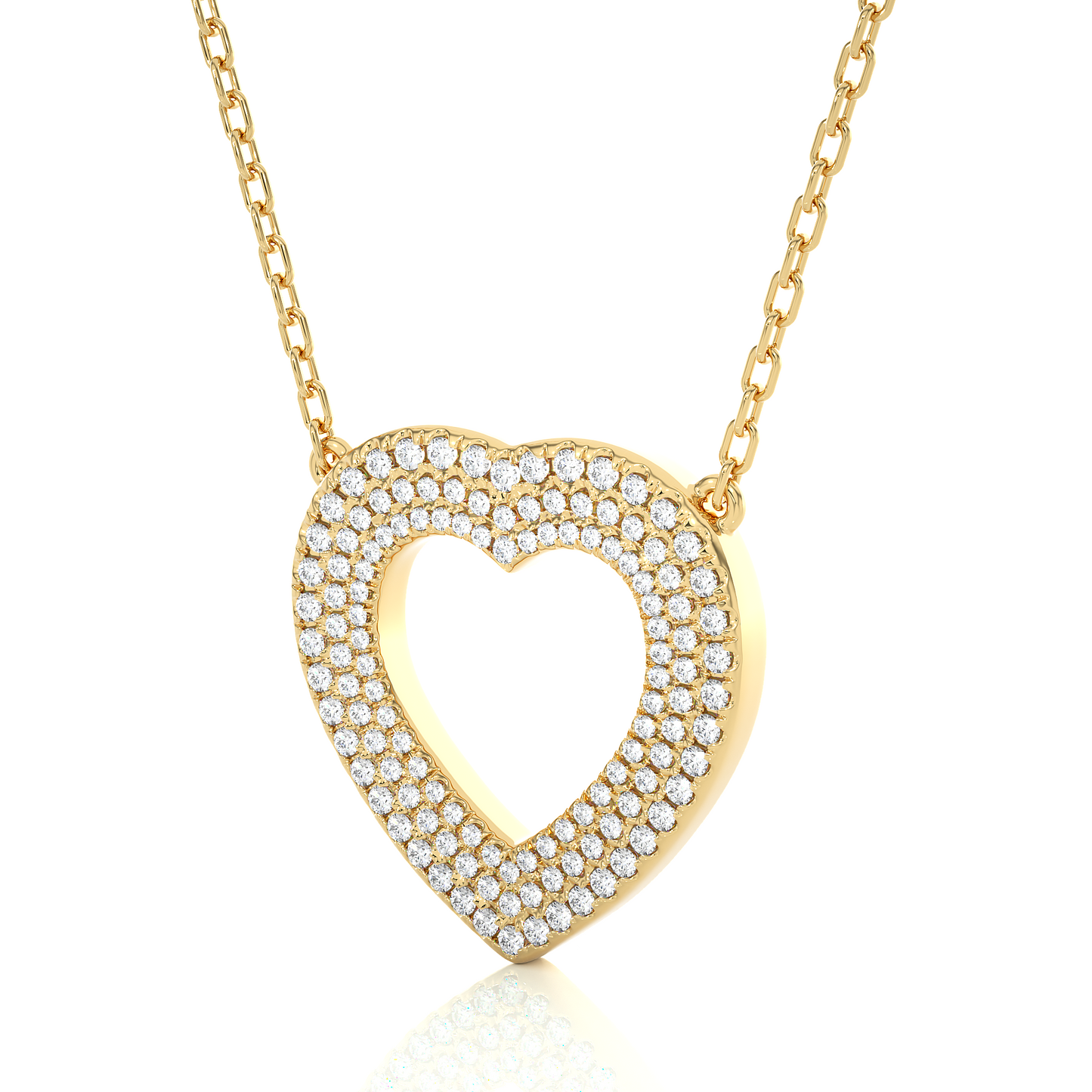 0.73 CTW Round Cut Lab Grown Diamond Heart Shape Micro-pave Pendant