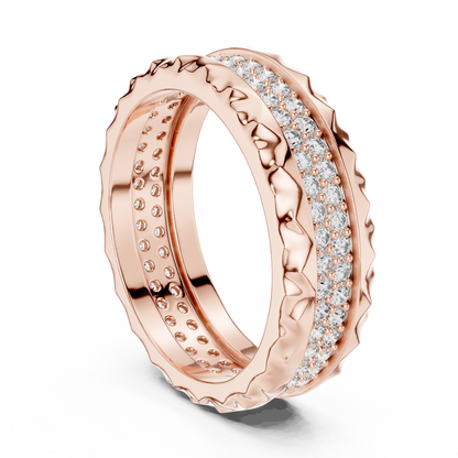 Double Row Textured Lab Grown Diamond Band