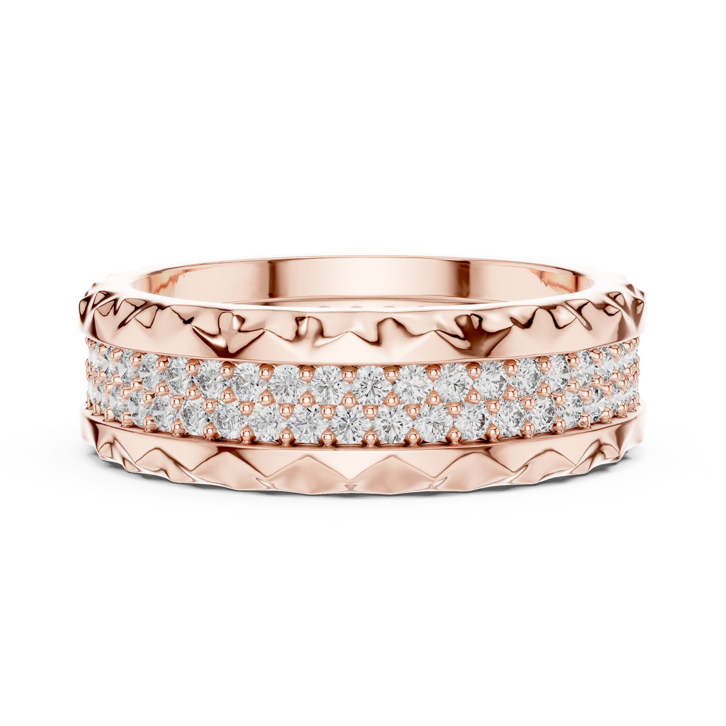 Double Row Textured Lab Grown Diamond Band