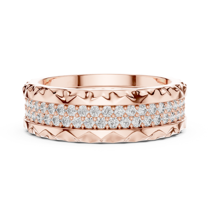 Double Row Textured Lab Grown Diamond Band