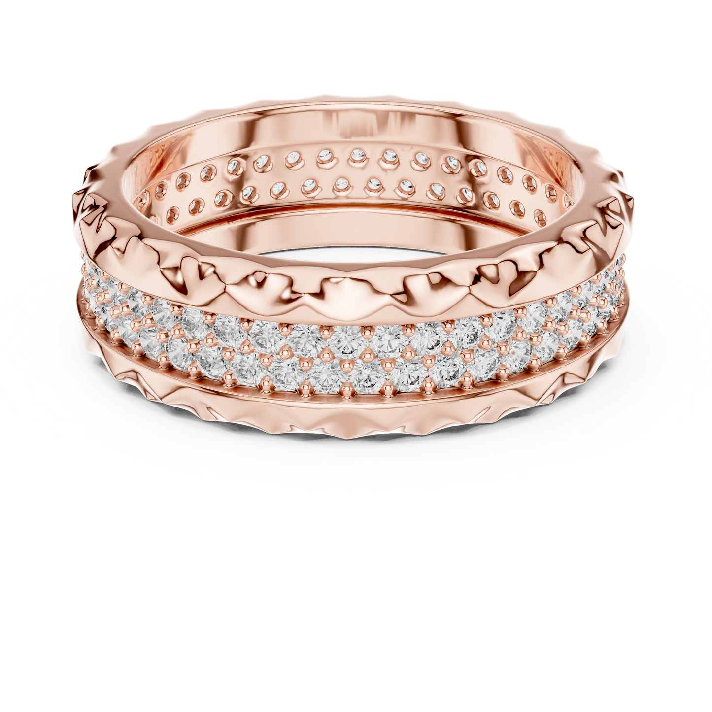 Double Row Textured Lab Grown Diamond Band