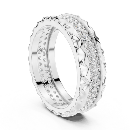 Double Row Textured Lab Grown Diamond Band