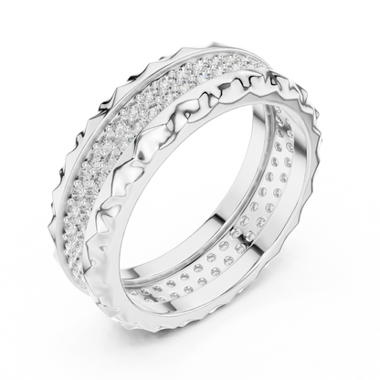 Double Row Textured Lab Grown Diamond Band