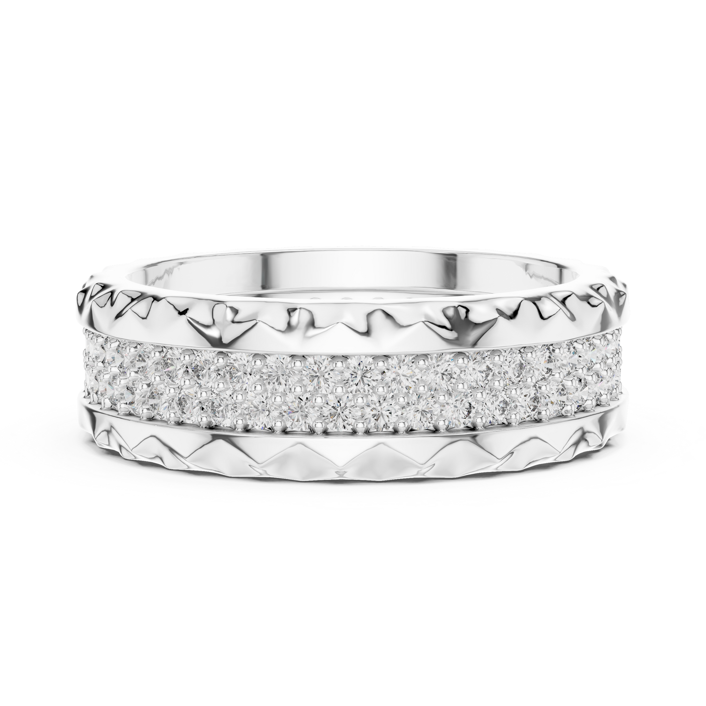 Double Row Textured Lab Grown Diamond Band