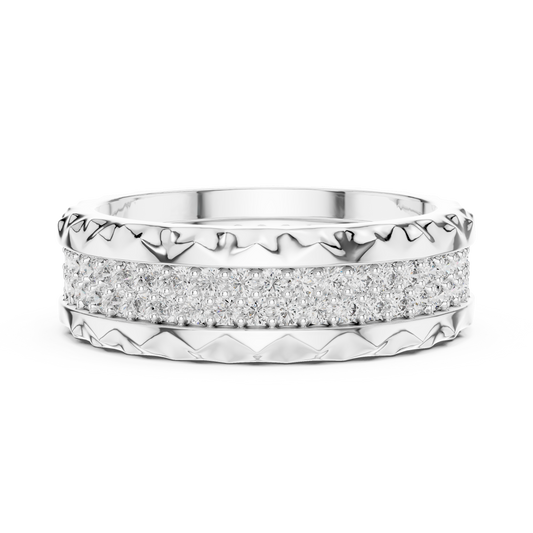 Double Row Textured Lab Grown Diamond Band