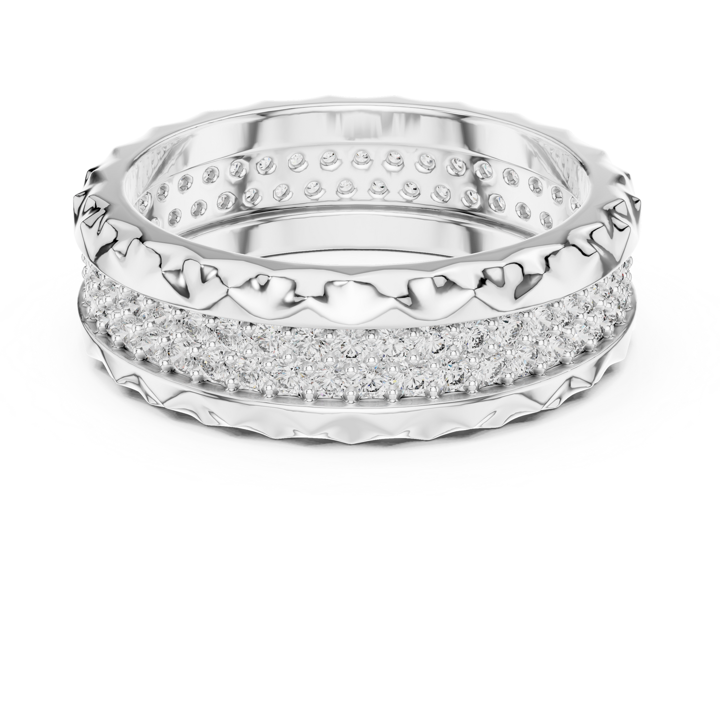 Double Row Textured Lab Grown Diamond Band