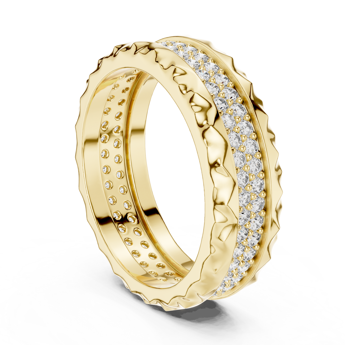 Double Row Textured Lab Grown Diamond Band