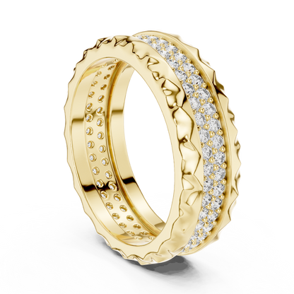 Double Row Textured Lab Grown Diamond Band