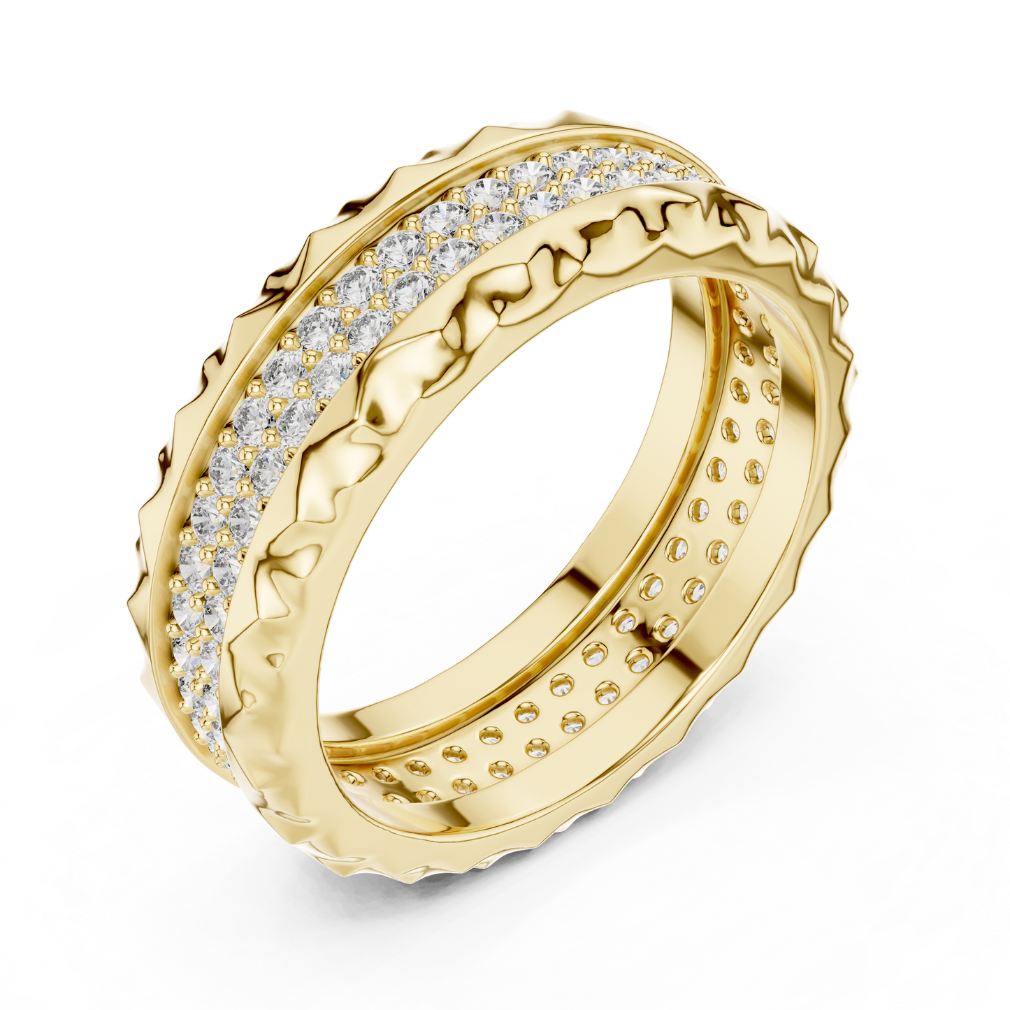 Double Row Textured Lab Grown Diamond Band
