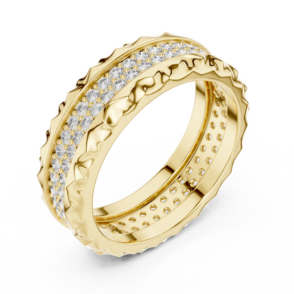 Double Row Textured Lab Grown Diamond Band