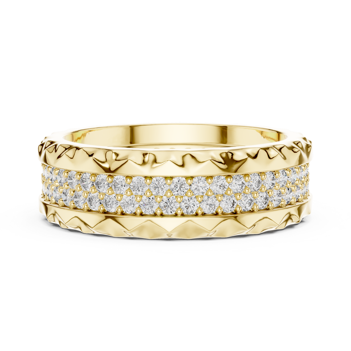 Double Row Textured Lab Grown Diamond Band
