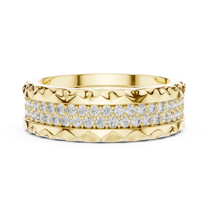 Double Row Textured Lab Grown Diamond Band