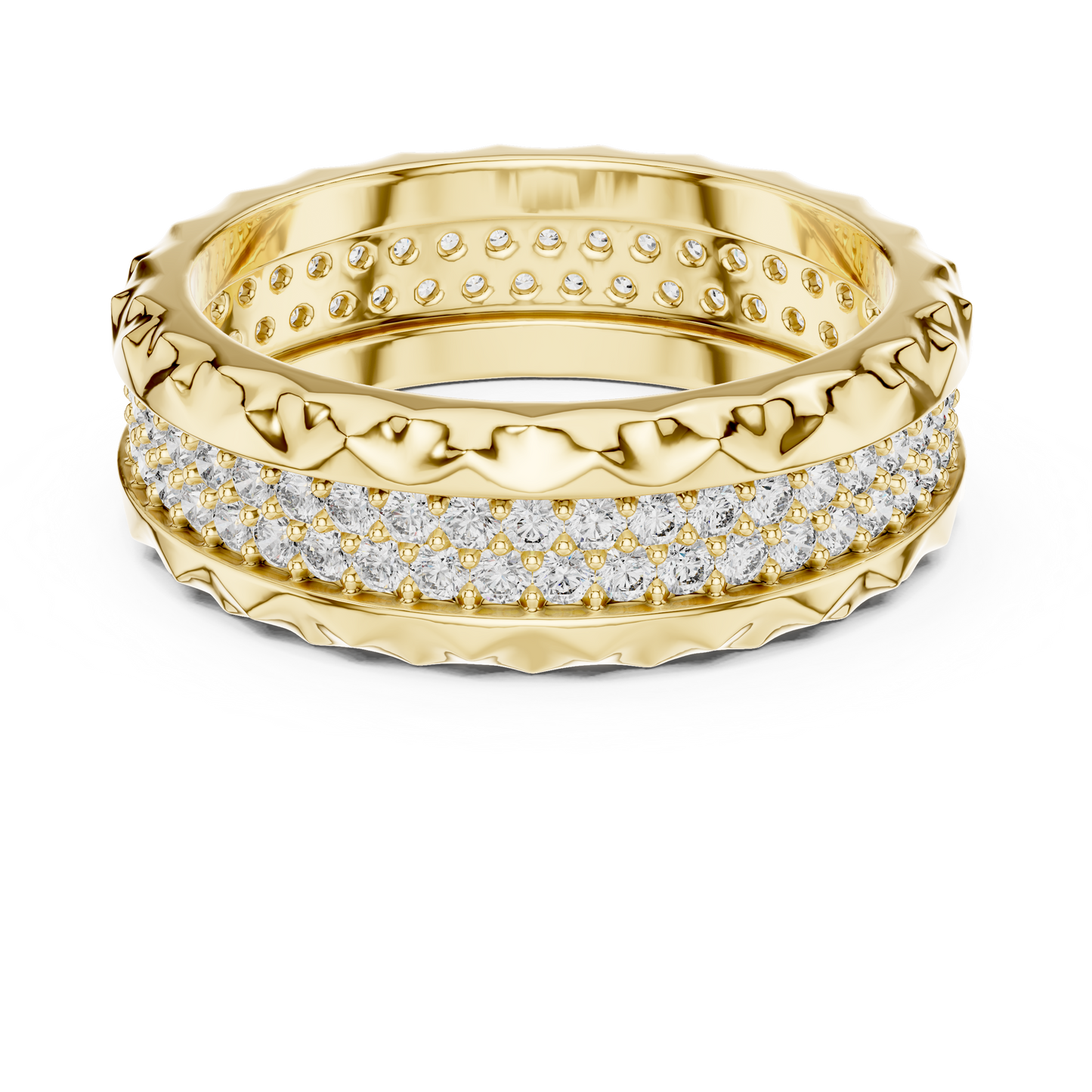 Double Row Textured Lab Grown Diamond Band