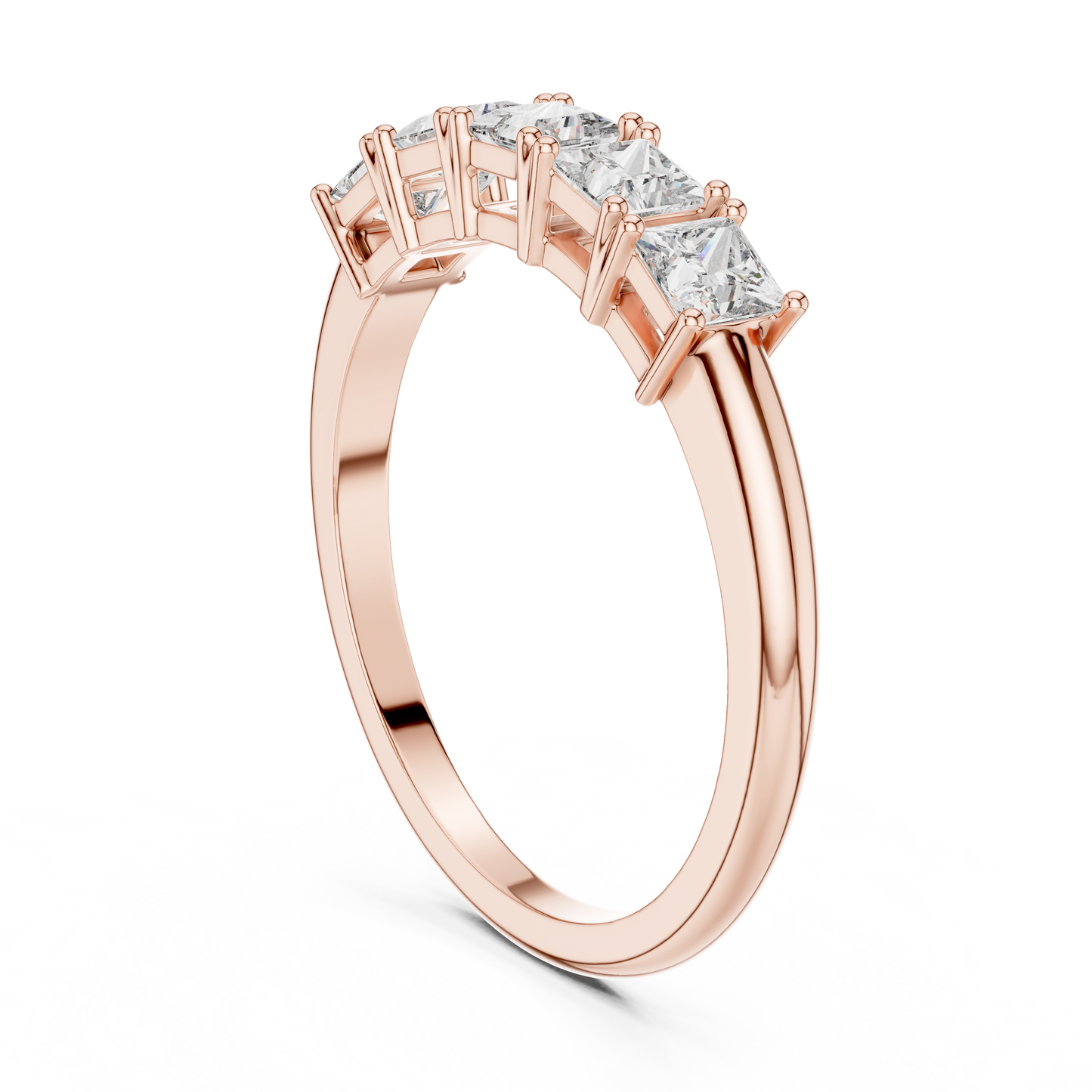 Princess Cut Lab Grown Diamond Five Stone Band