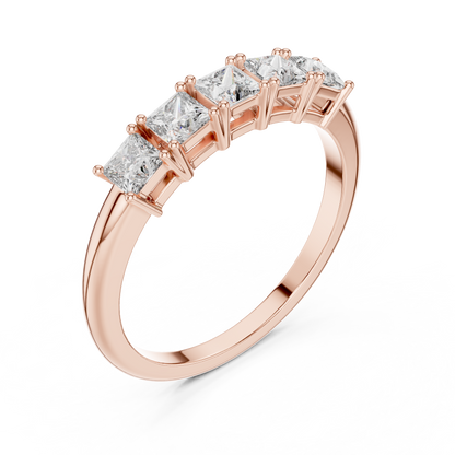 Princess Cut Lab Grown Diamond Five Stone Band