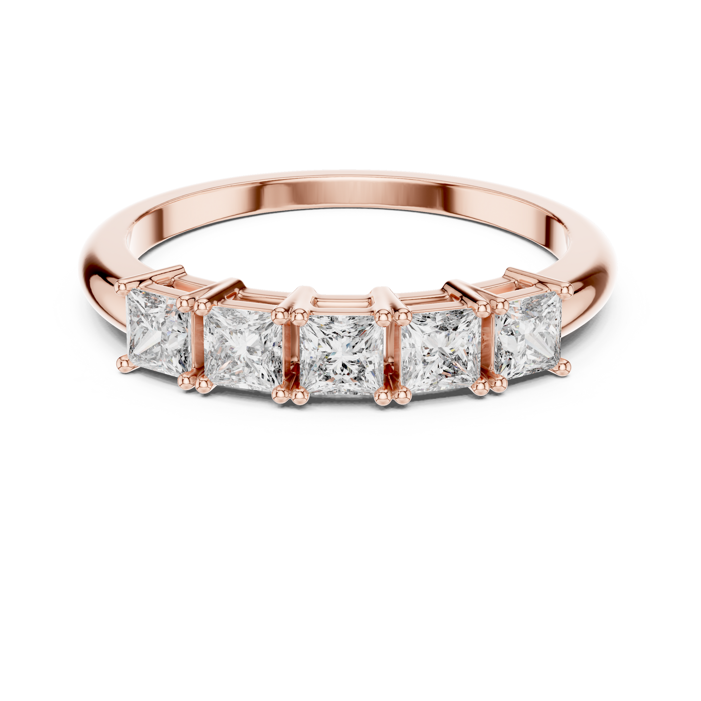 Princess Cut Lab Grown Diamond Five Stone Band