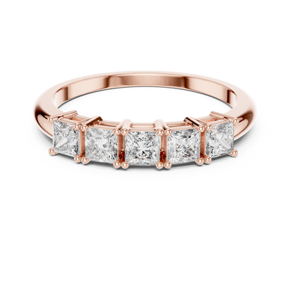 Princess Cut Lab Grown Diamond Five Stone Band