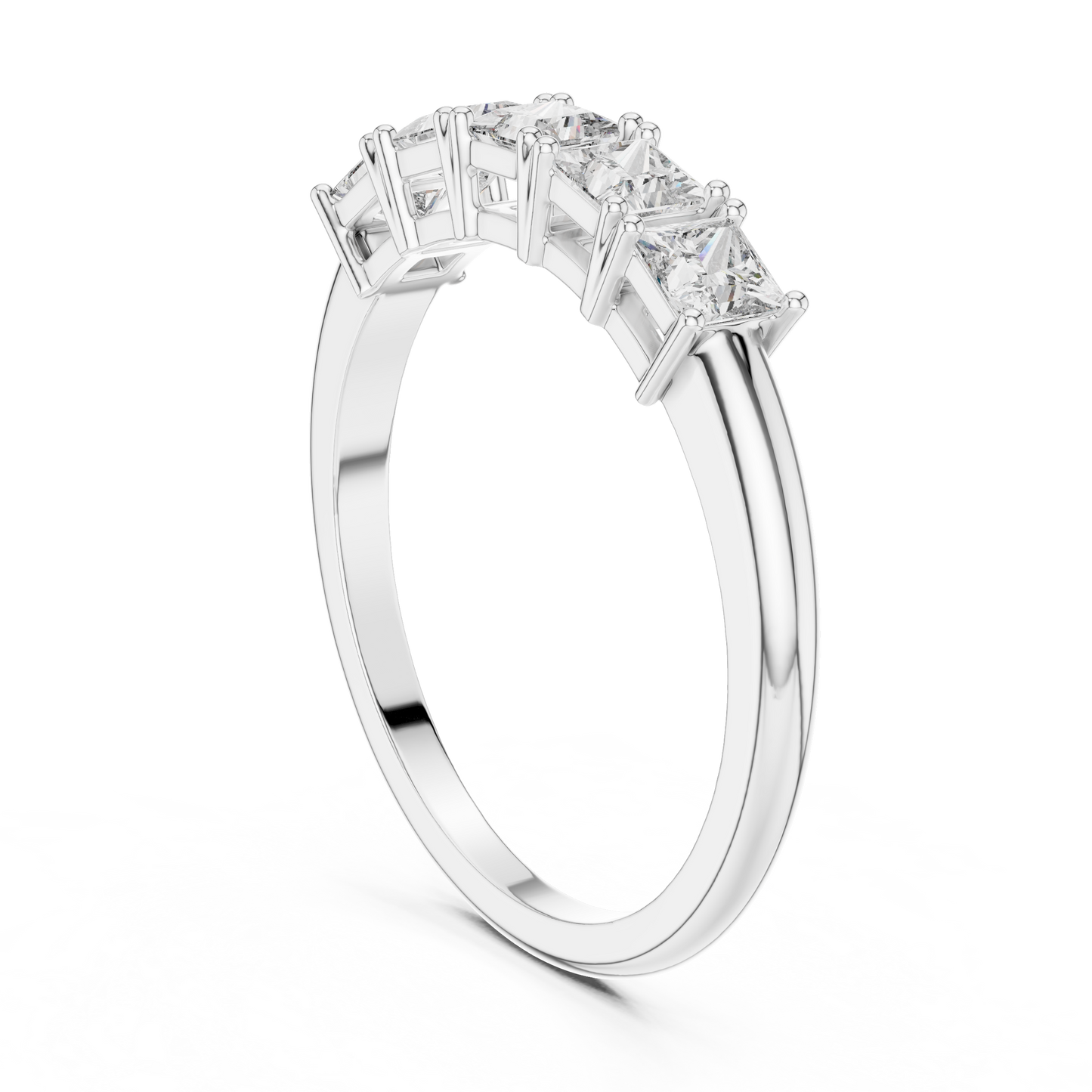 Princess Cut Lab Grown Diamond Five Stone Band