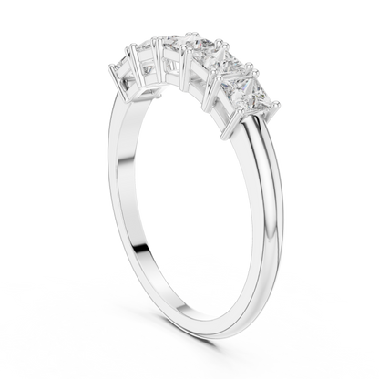 Princess Cut Lab Grown Diamond Five Stone Band