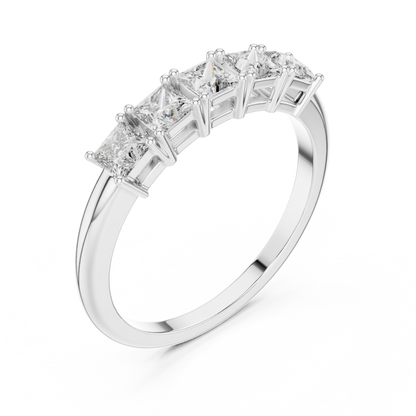 Princess Cut Lab Grown Diamond Five Stone Band