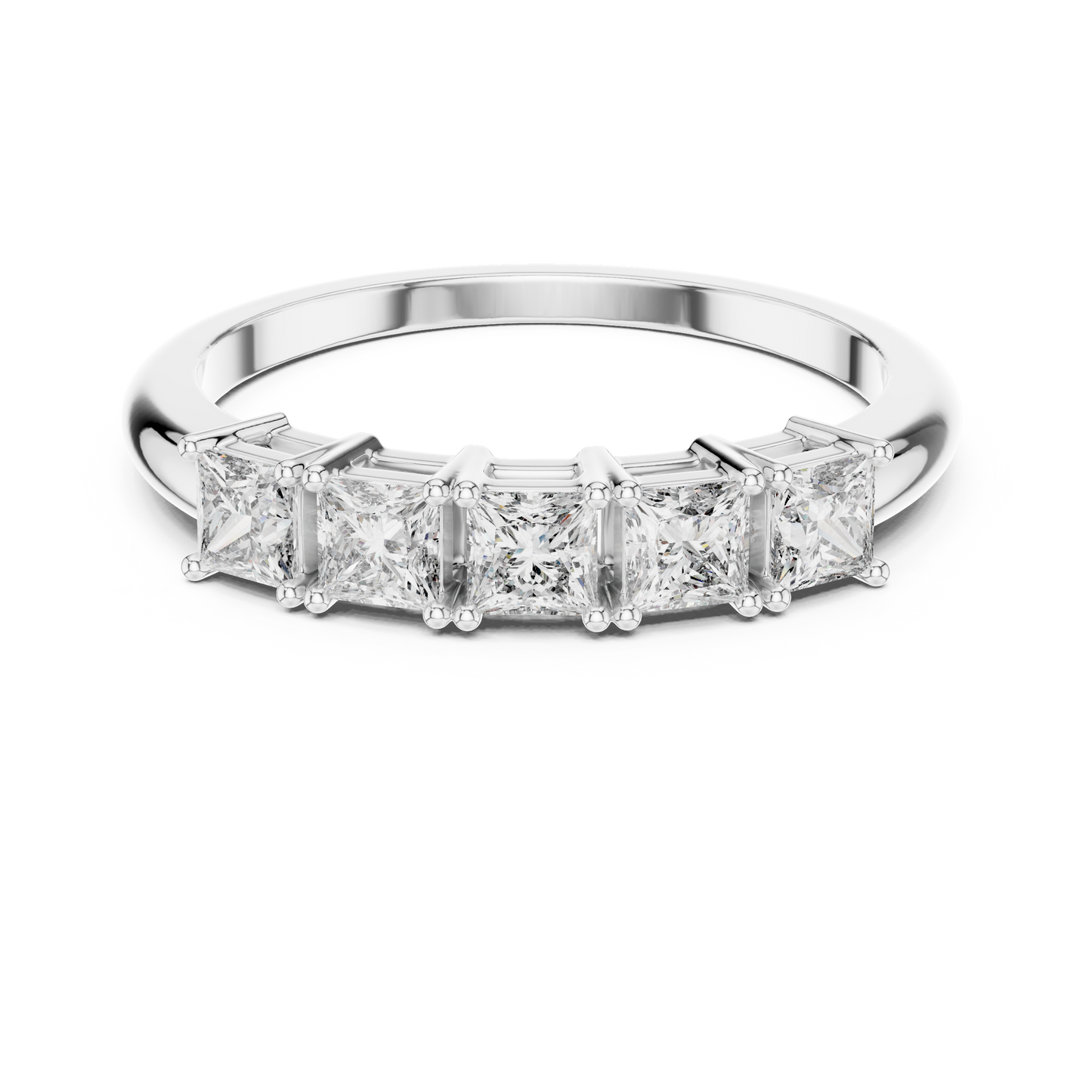 Princess Cut Lab Grown Diamond Five Stone Band