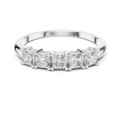 Princess Cut Lab Grown Diamond Five Stone Band
