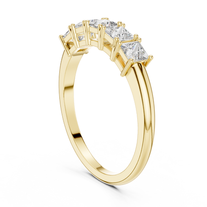 Princess Cut Lab Grown Diamond Five Stone Band