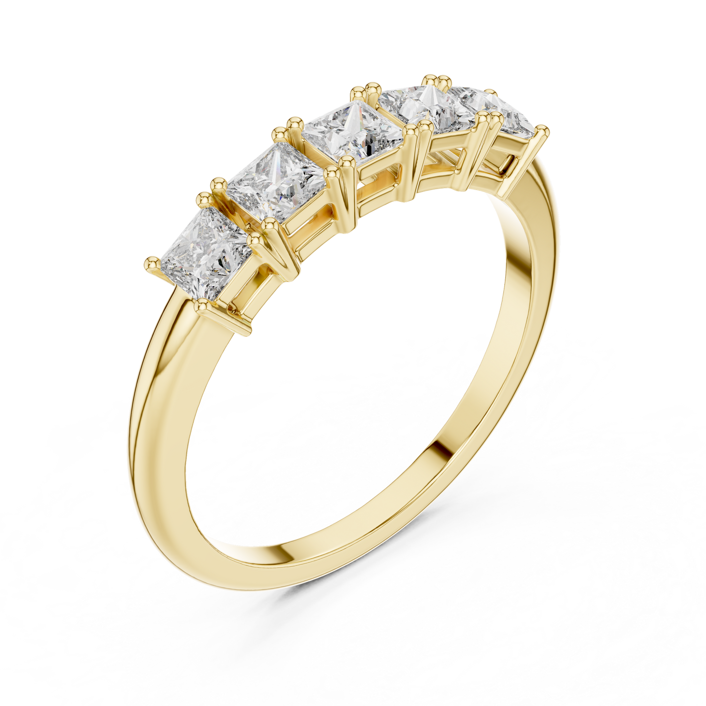 Princess Cut Lab Grown Diamond Five Stone Band