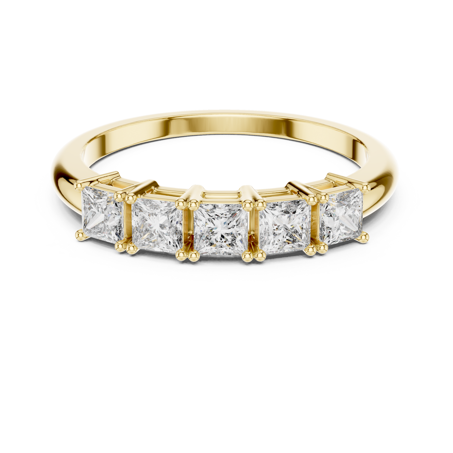 Princess Cut Lab Grown Diamond Five Stone Band