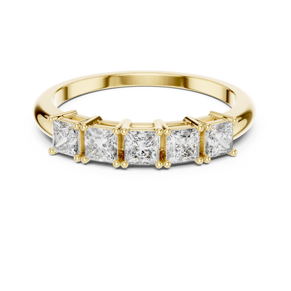 Princess Cut Lab Grown Diamond Five Stone Band