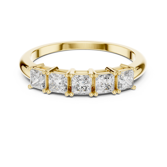 Princess Cut Lab Grown Diamond Five Stone Band
