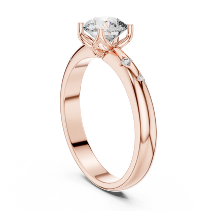 Round Cut Lab Grown Diamond Celestial Star Engagement Ring