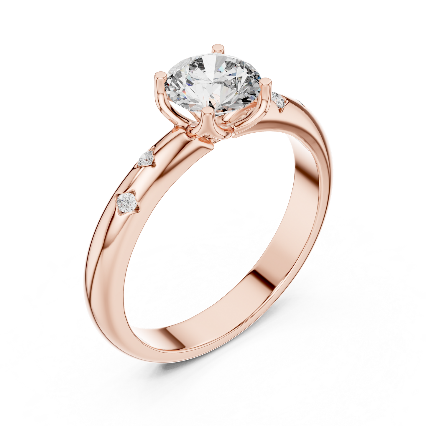 Round Cut Lab Grown Diamond Celestial Star Engagement Ring