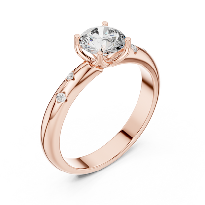 Round Cut Lab Grown Diamond Celestial Star Engagement Ring
