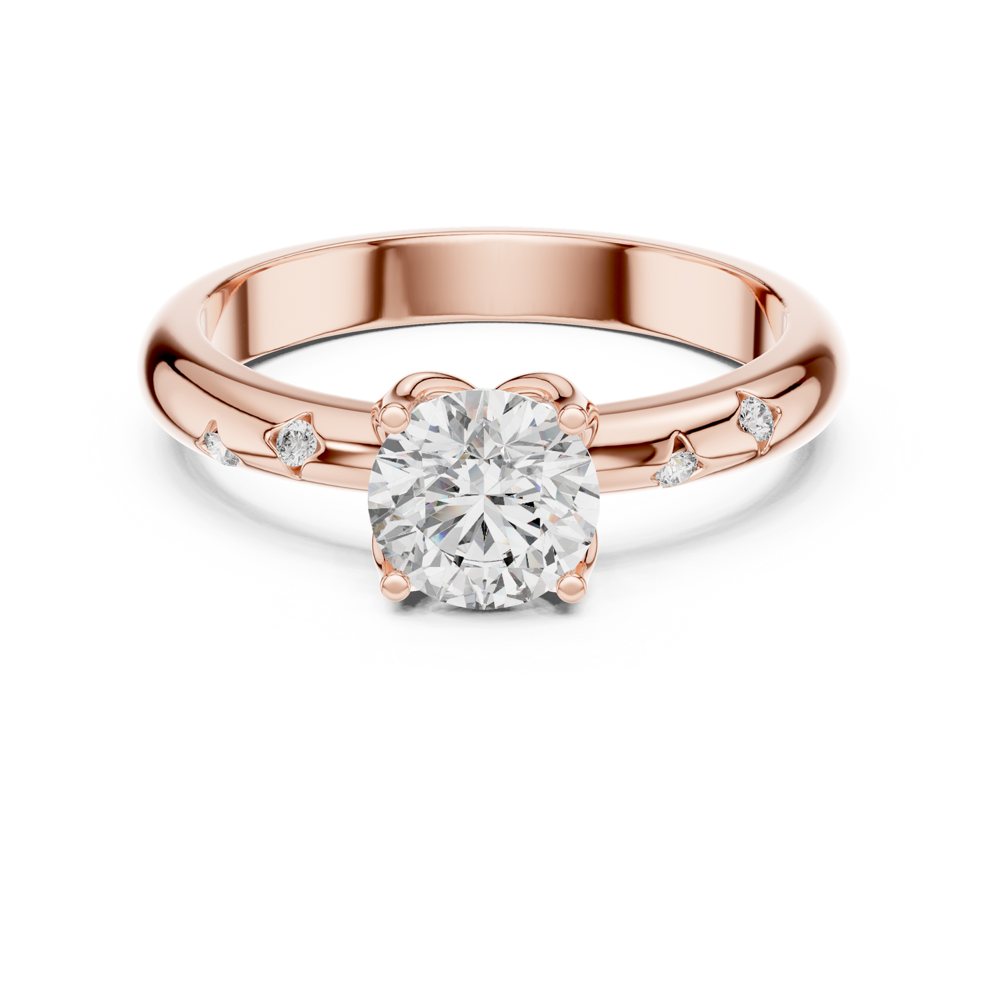 Round Cut Lab Grown Diamond Celestial Star Engagement Ring