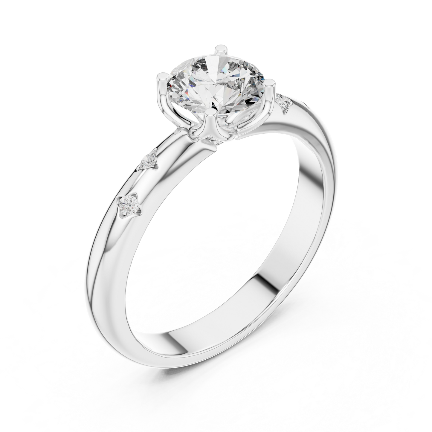 Round Cut Lab Grown Diamond Celestial Star Engagement Ring