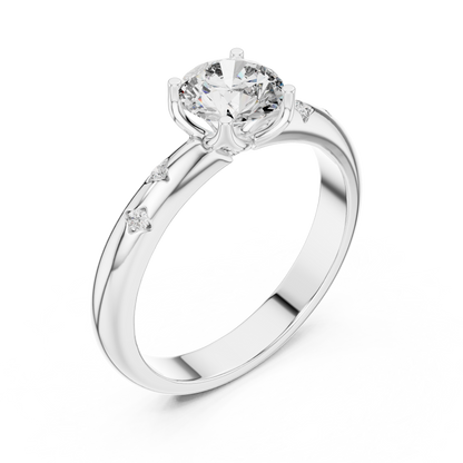 Round Cut Lab Grown Diamond Celestial Star Engagement Ring