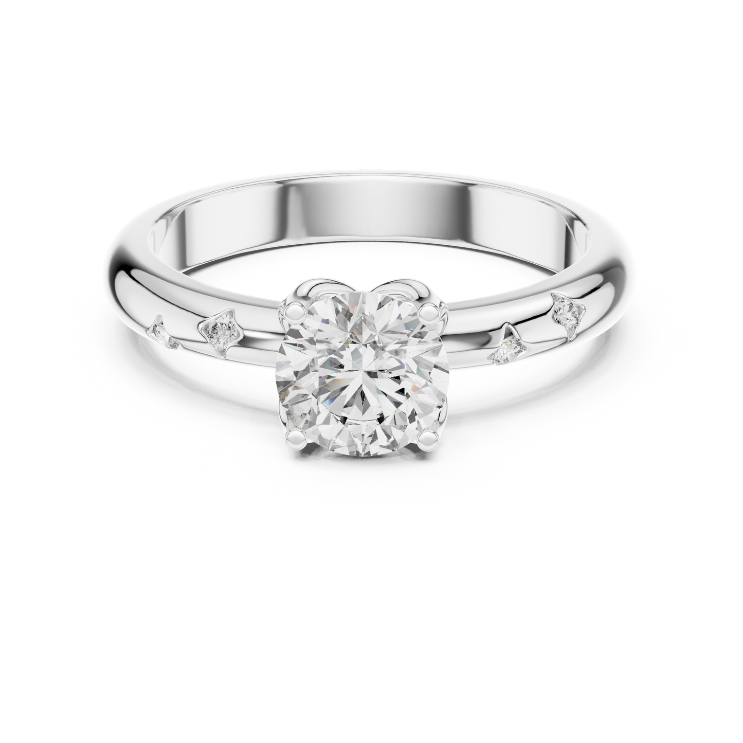 Round Cut Lab Grown Diamond Celestial Star Engagement Ring