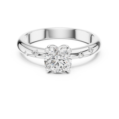 Round Cut Lab Grown Diamond Celestial Star Engagement Ring