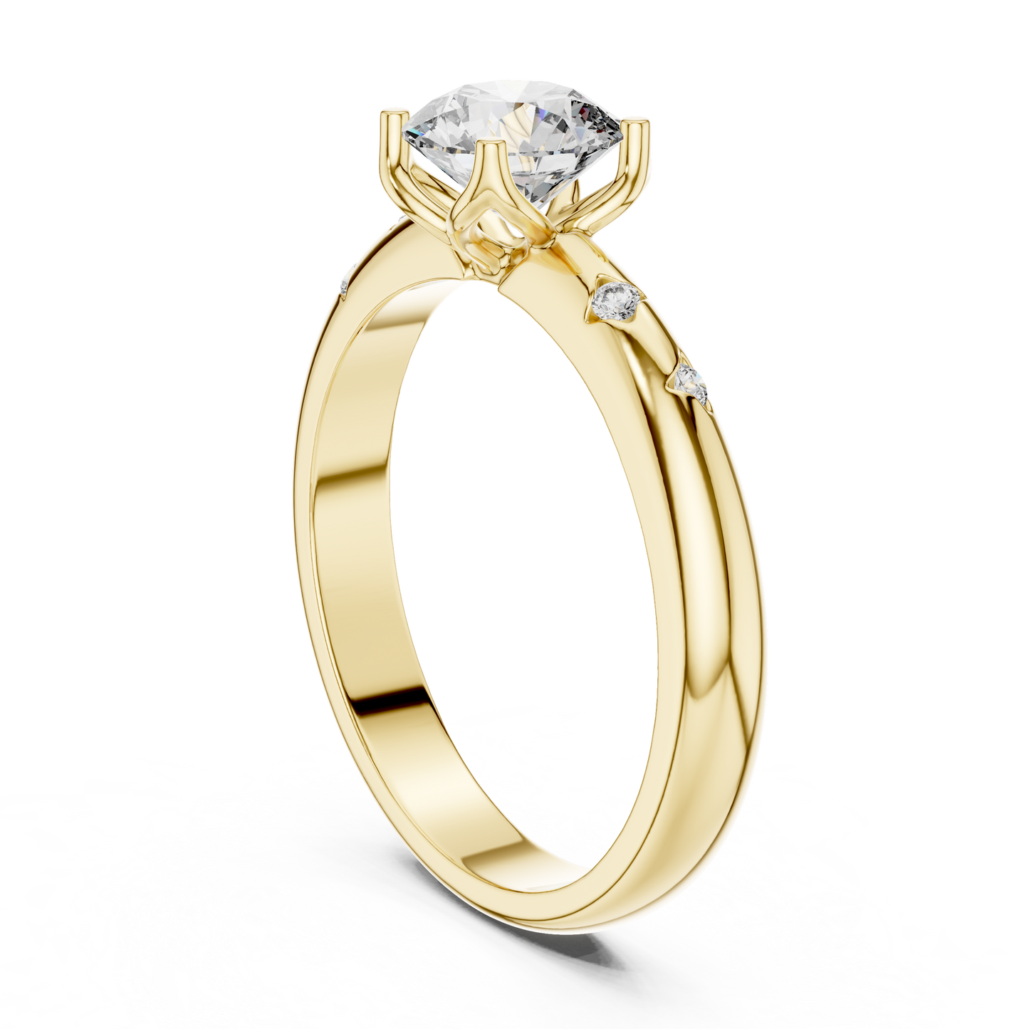 Round Cut Lab Grown Diamond Celestial Star Engagement Ring