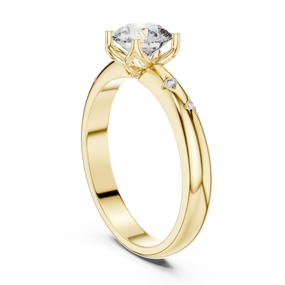 Round Cut Lab Grown Diamond Celestial Star Engagement Ring