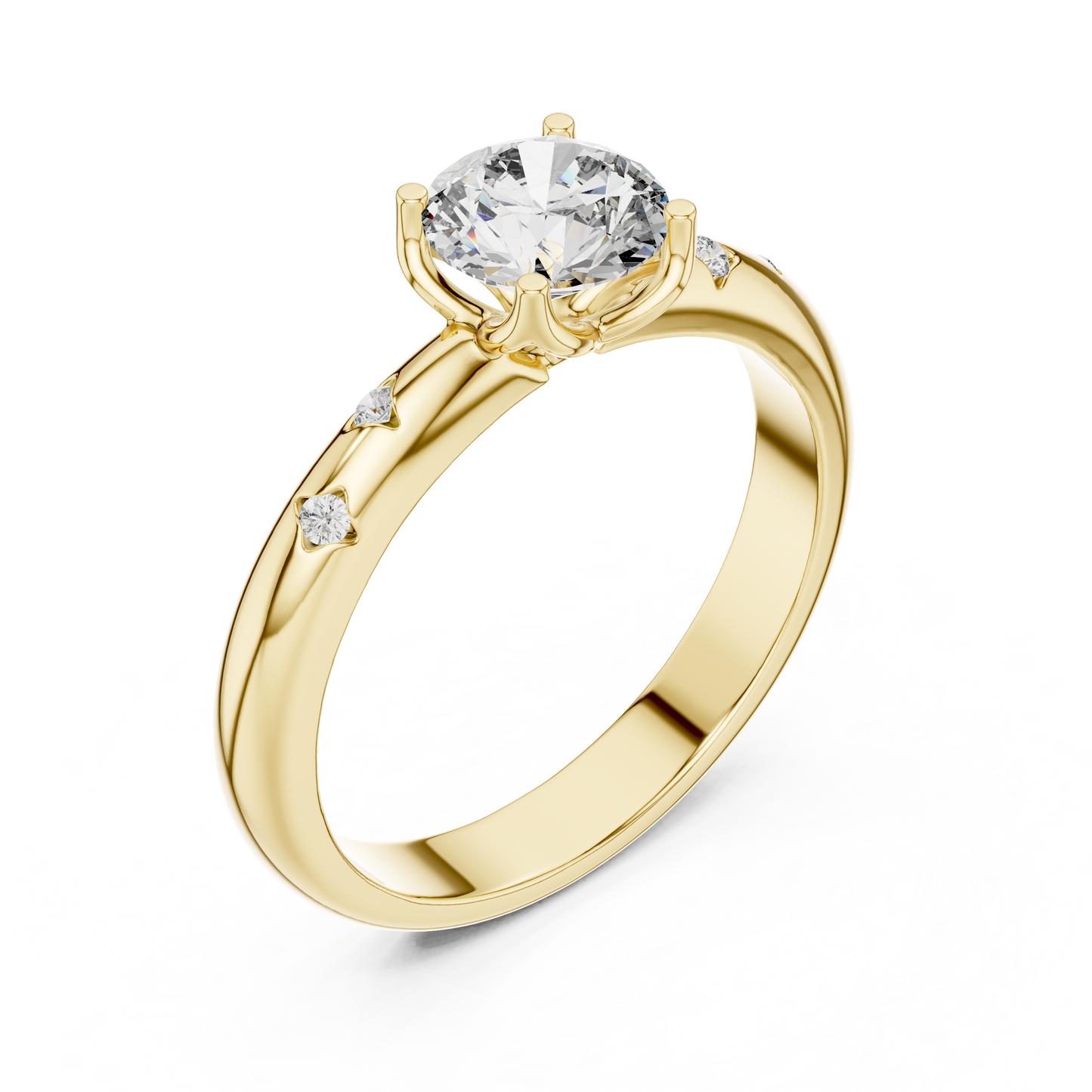 Round Cut Lab Grown Diamond Celestial Star Engagement Ring