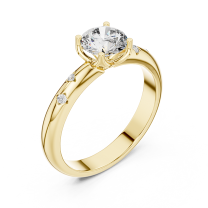 Round Cut Lab Grown Diamond Celestial Star Engagement Ring