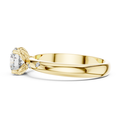 Round Cut Lab Grown Diamond Celestial Star Engagement Ring