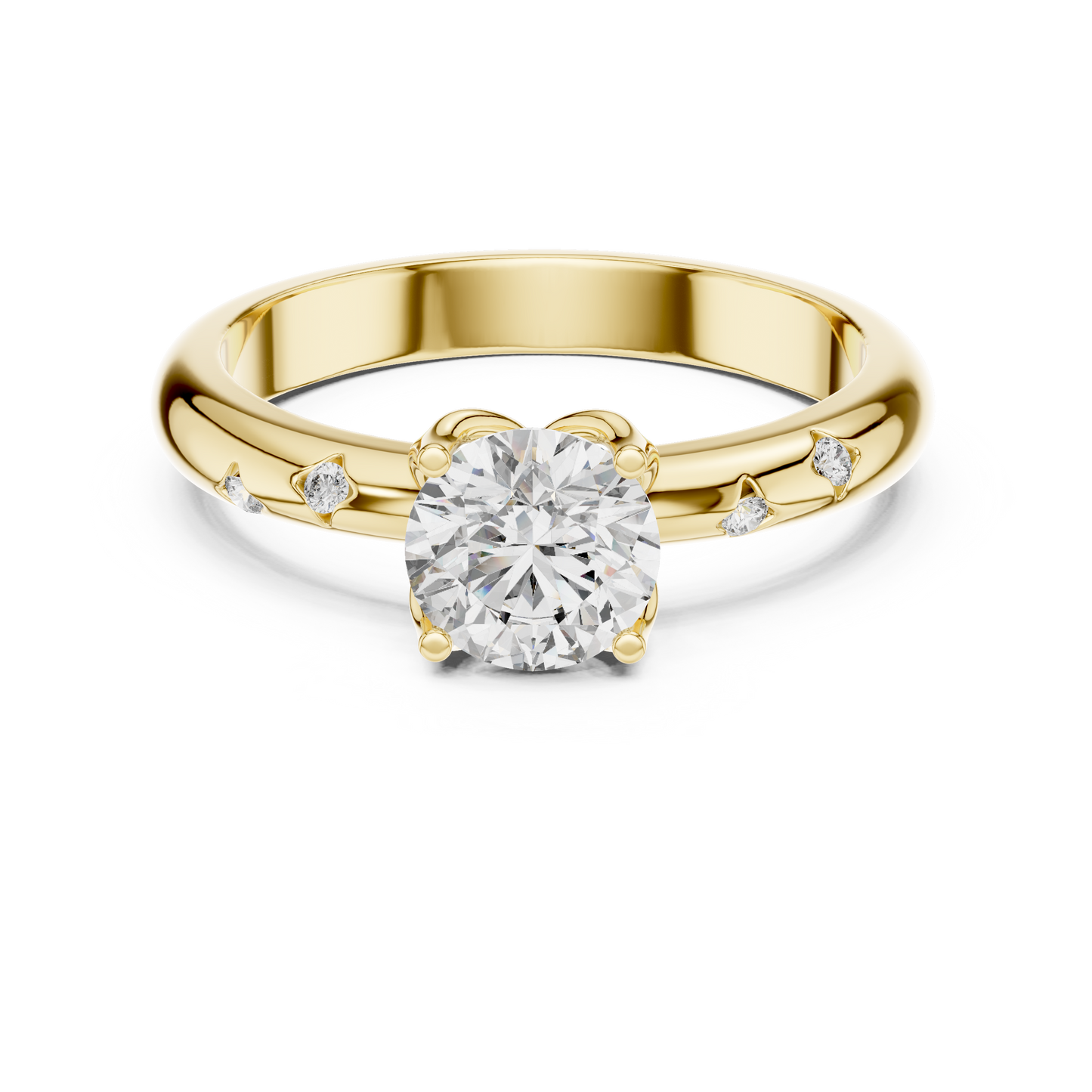 Round Cut Lab Grown Diamond Celestial Star Engagement Ring