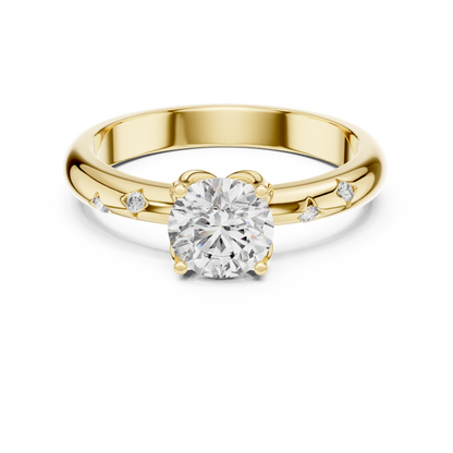 Round Cut Lab Grown Diamond Celestial Star Engagement Ring
