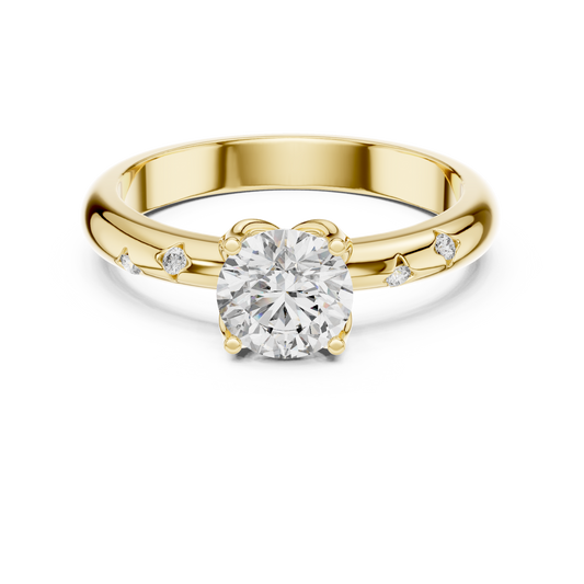 Round Cut Lab Grown Diamond Celestial Star Engagement Ring