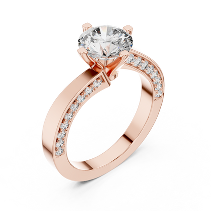 Round Lab Grown Diamond Bypass Pave Set Engagement Ring